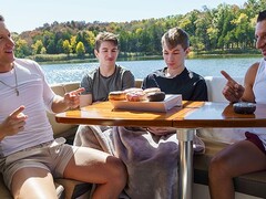 Jax Thirio & Dalton Riley take turns getting their step son-in-law\'s lad step sonnie\'s cock-squeezing puckers condom-free on a boat - Family