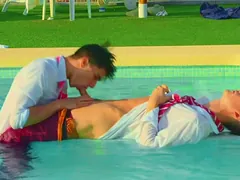 Nathan Luna & Danny Delano\'s crazy alfresco pool fuck-fest game with regard to a super-fucking-hot Latino added to a red-hot nubile